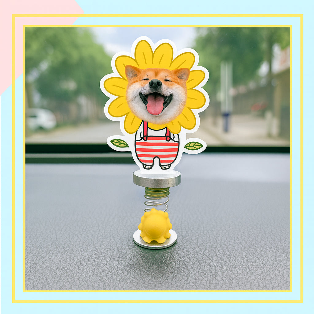 Custom photo car bobblehead big head ornament spring base