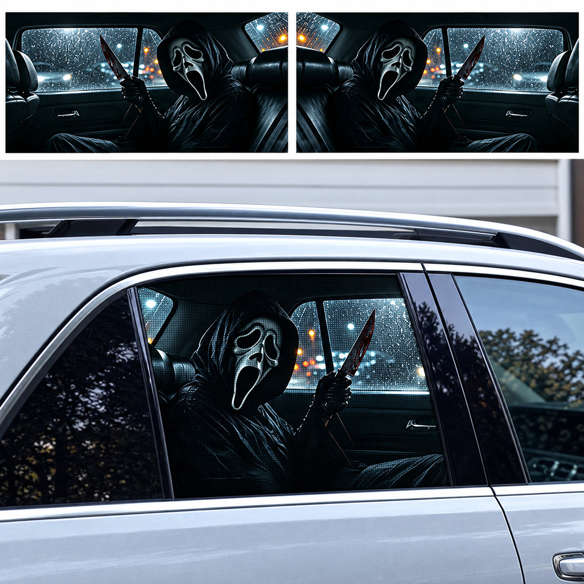 Ghostface Halloween horror character car window decal