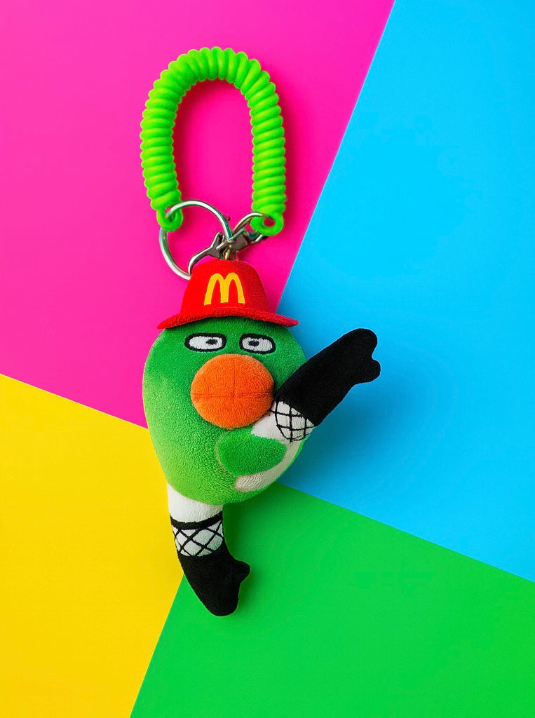 CARMOJ Green plush car hanging ornament, front view