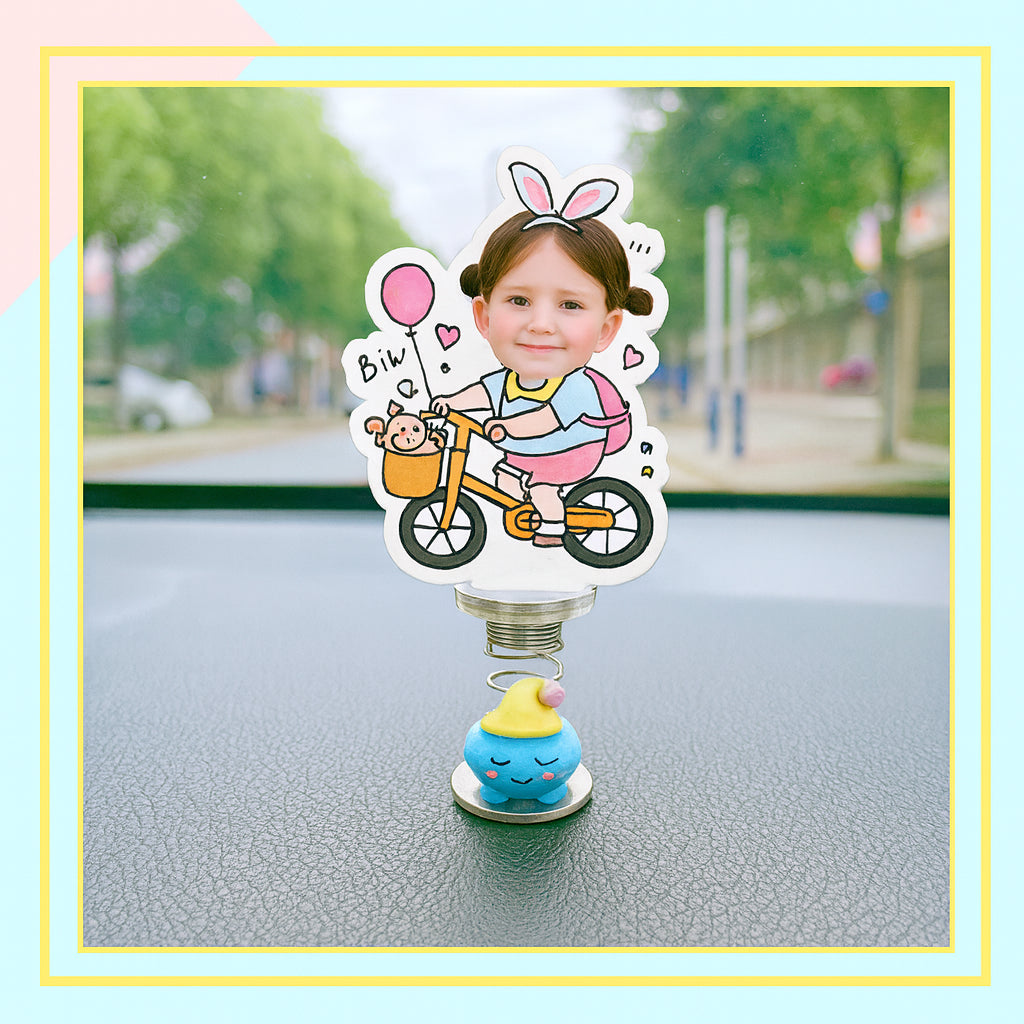 Custom photo car bobblehead big head ornament spring base