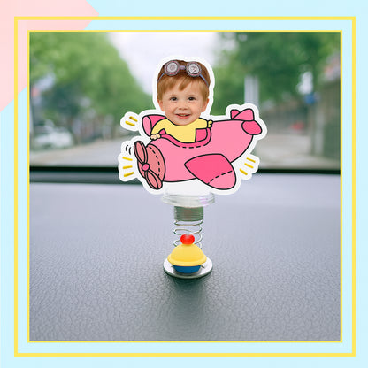 Custom photo car bobblehead big head ornament spring base