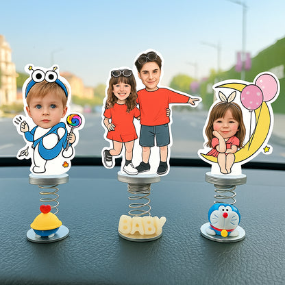 Custom photo car bobblehead big head ornament spring base