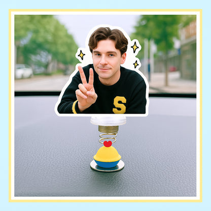 Custom photo car bobblehead big head ornament spring base