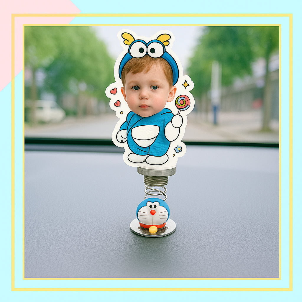 Custom photo car bobblehead big head ornament spring base