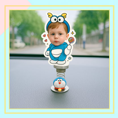 Custom photo car bobblehead big head ornament spring base