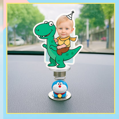Custom photo car bobblehead big head ornament spring base