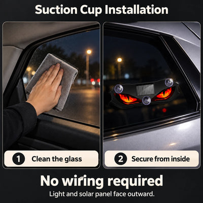 Cleaning interior car window glass and mounting the demon-eye LED light with suction cups