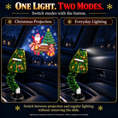 Christmas projection and regular lighting modes controlled by the lamp button without removing the slide.