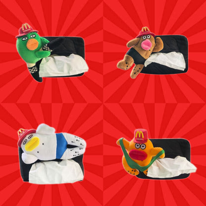 CARMOJ Character car tissue box holders shown in four designs