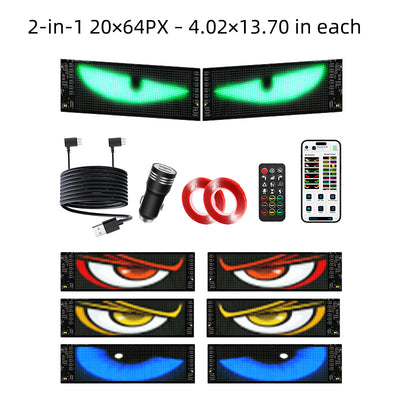 CARMOJ Dual Devil Eyes LED panels with green animation and accessories