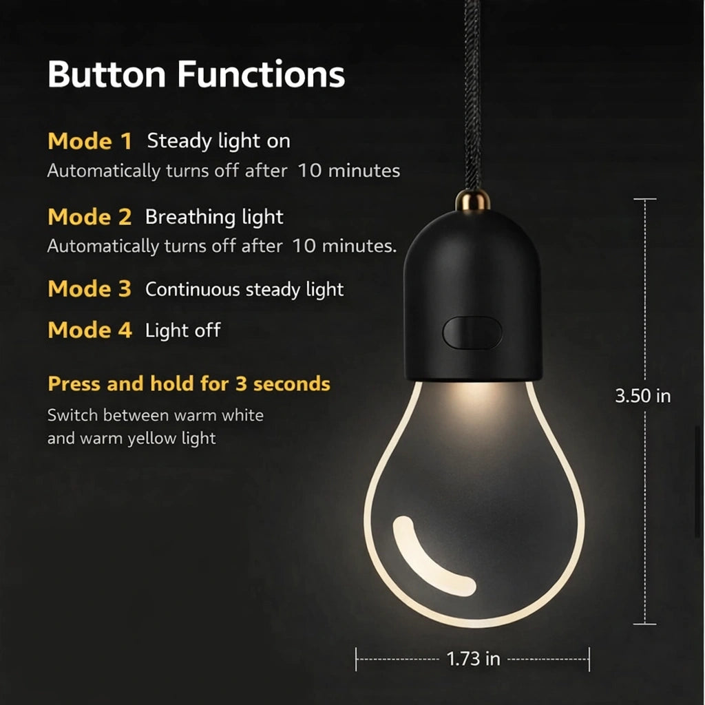 CARMOJ Glowing light bulb car charm button functions and dimensions
