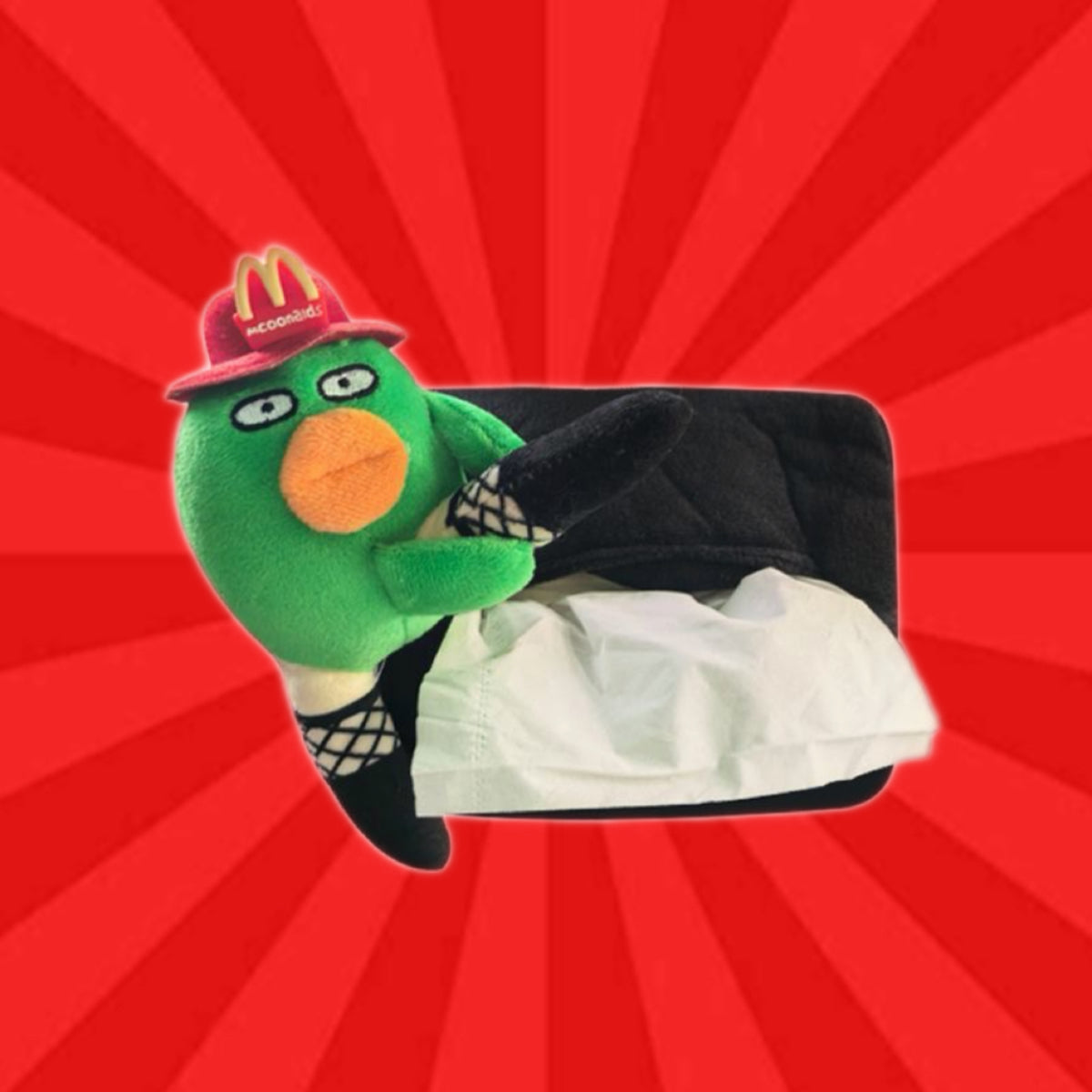 CARMOJ Green character car tissue box holder, front view