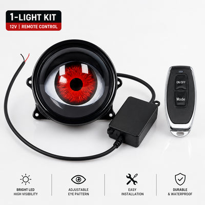 CARMOJ One-pack adjustable Devil Eye LED car light with wiring and remote