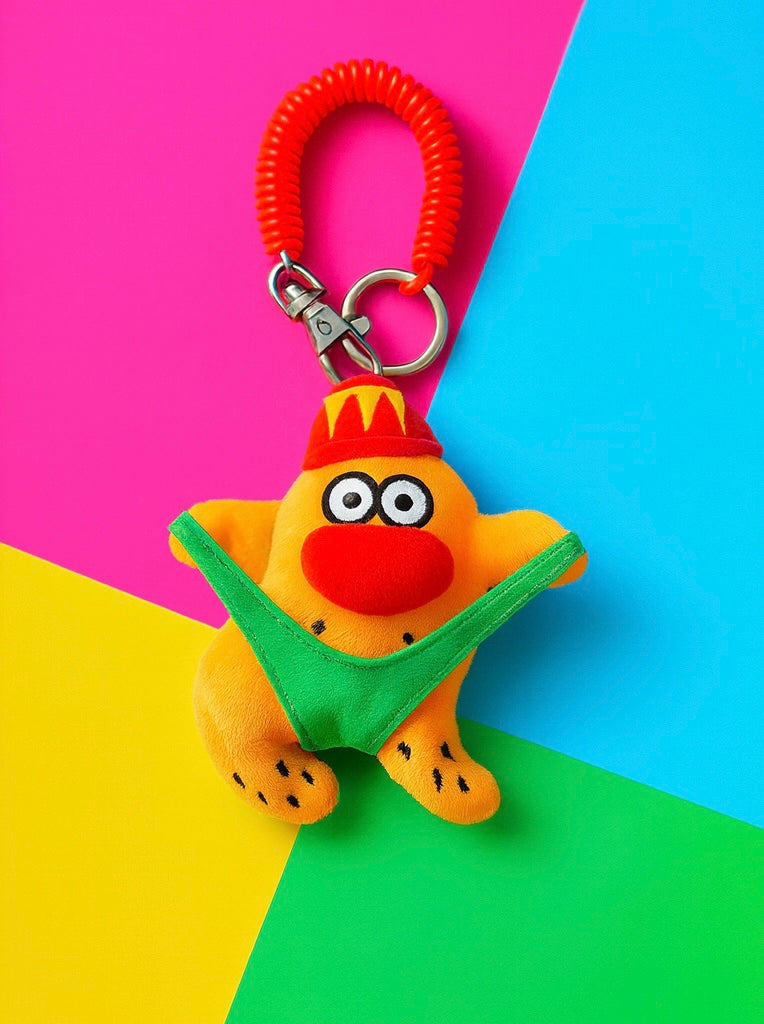 CARMOJ Orange plush car hanging ornament, front view