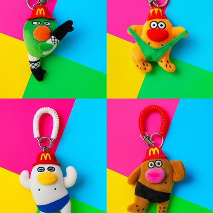 CARMOJ Plush car hanging ornaments shown in four character designs