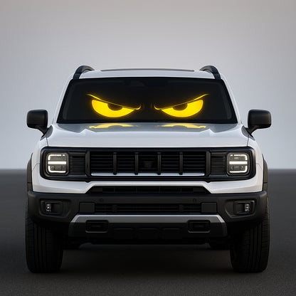 CARMOJ Small Devil Eyes LED panel showing yellow eyes on a vehicle