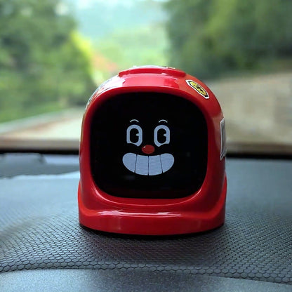 CARMOJ Smart Robot Dashboard Companion in red installed on a car dashboard