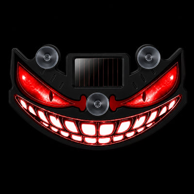 CARMOJ Solar-powered Demon Eye LED car light showing a red night effect