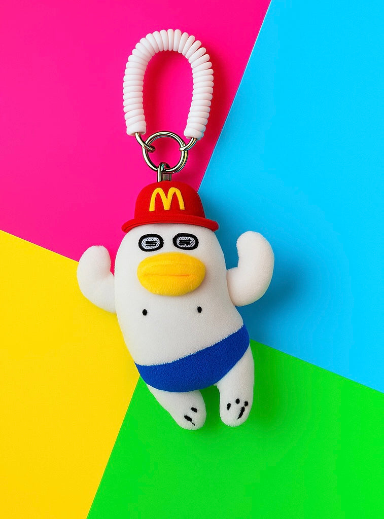 CARMOJ White plush car hanging ornament, side view