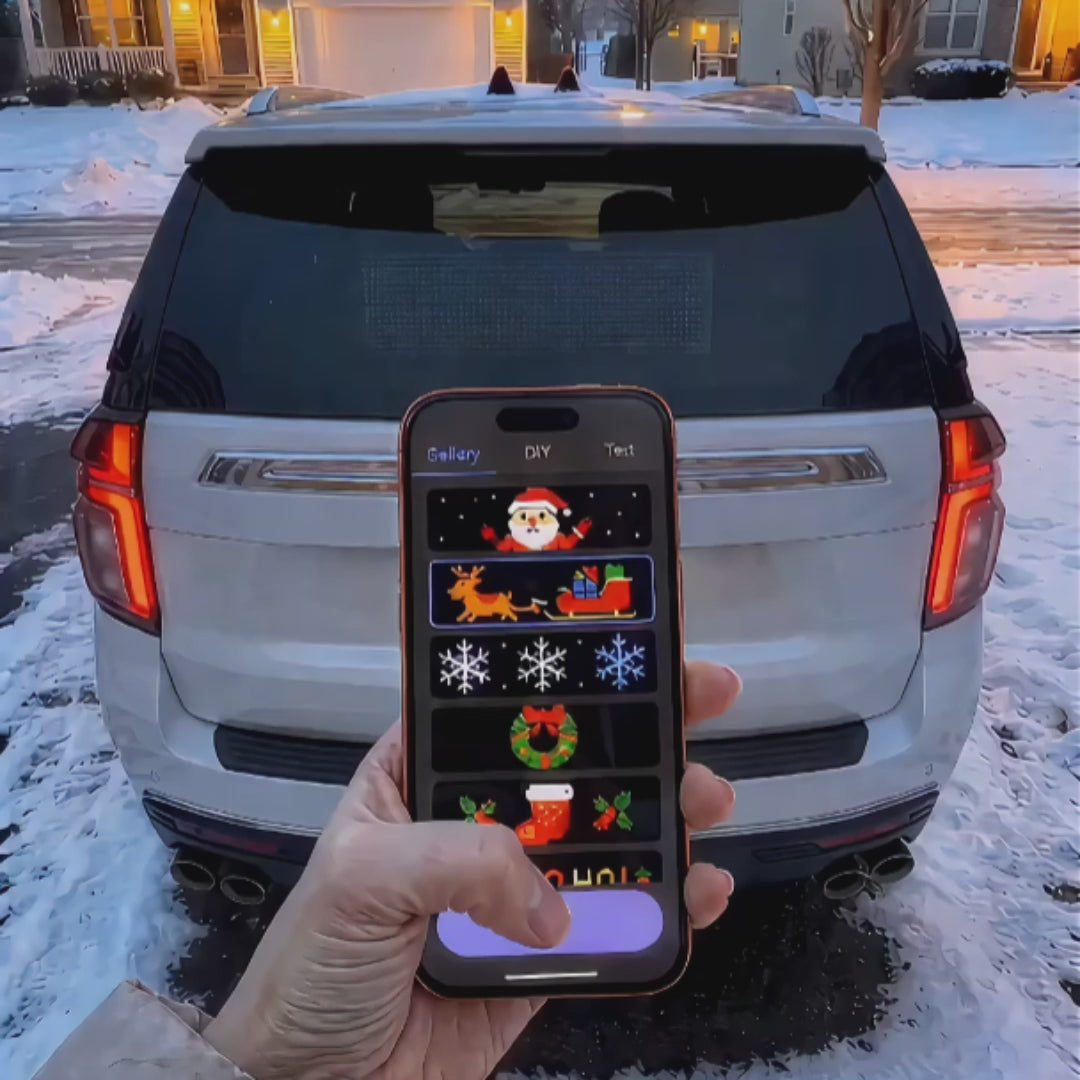 Load video: Christmas LED Car Window Display with App &amp; AI Voice Control